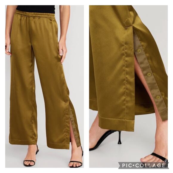 Old Navy Pants - Old Navy Satin Track Pants Moss Green NEW Size XL